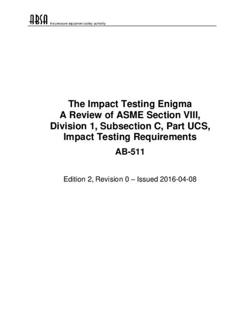 impact test requirements asme viii|The Impact Testing Enigma A Review of ASME Section VIII, .